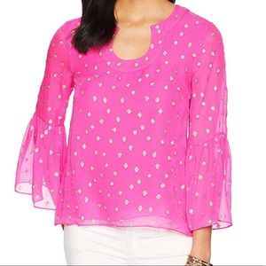 Lilly Pulitzer Pinta Pink Starry Clip Chiffon Top
